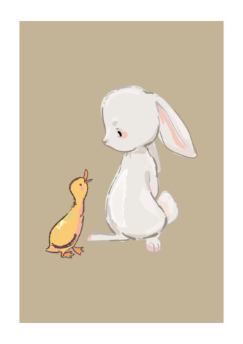Poster Freundschaft - Hase und Küken Poster 1