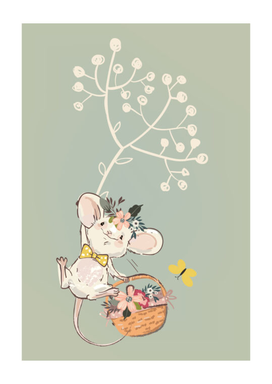 Poster Maus mit Blumenkorb Poster 1