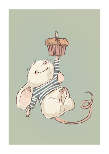 Poster Maus mit Cupcake Poster 1