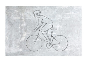 Poster Fahrradfahrer grauton Lineart Poster 1