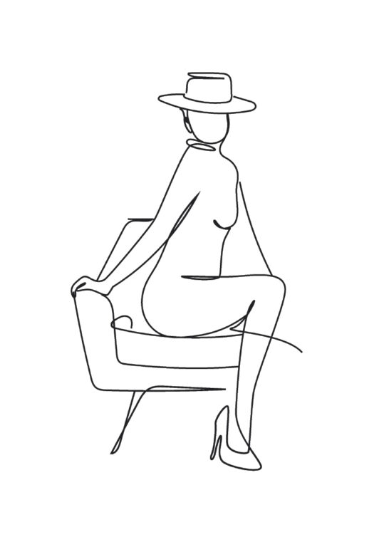 Poster Sitzende Frau Lineart Poster 1