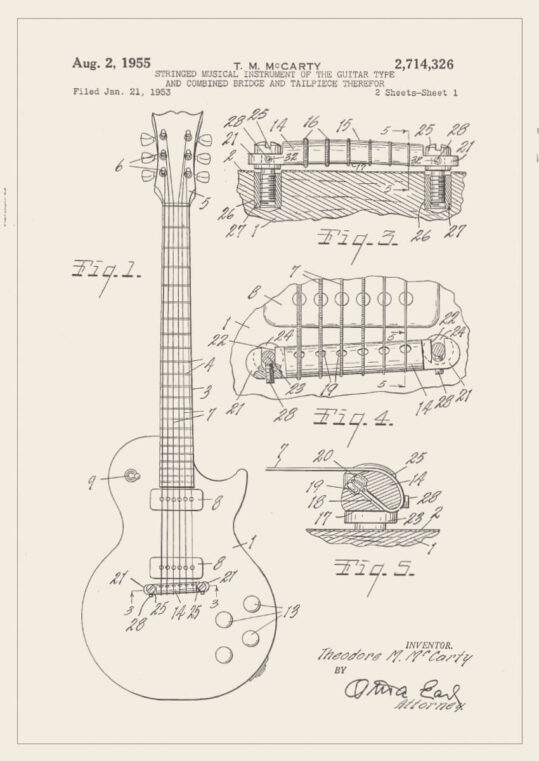 Poster Gibson Gitarre Patent Poster 1