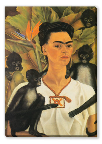 Canvas Frida Kahlo Selbstporträt mit Affen Canvas 1