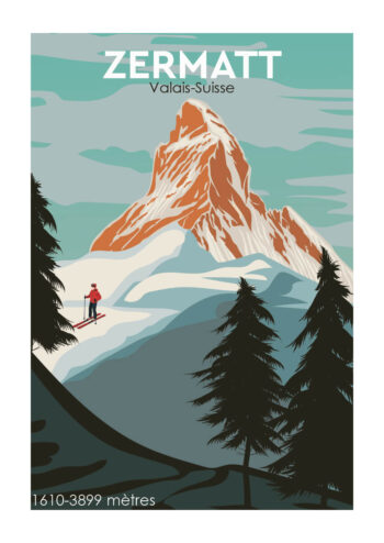 Poster Zermat Vintage ski poster Poster 1