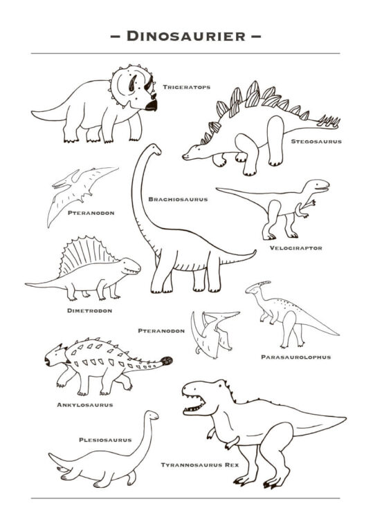 Poster Dinosaurier Schwarzweiß Poster 1