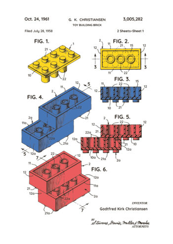 Poster Lego brick patent colored Poster 1