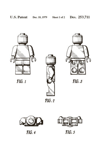 Poster Lego man patent black and white Poster 1