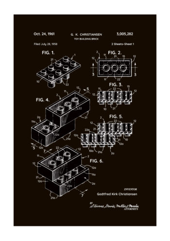 Poster Lego brick patent black white Poster 1