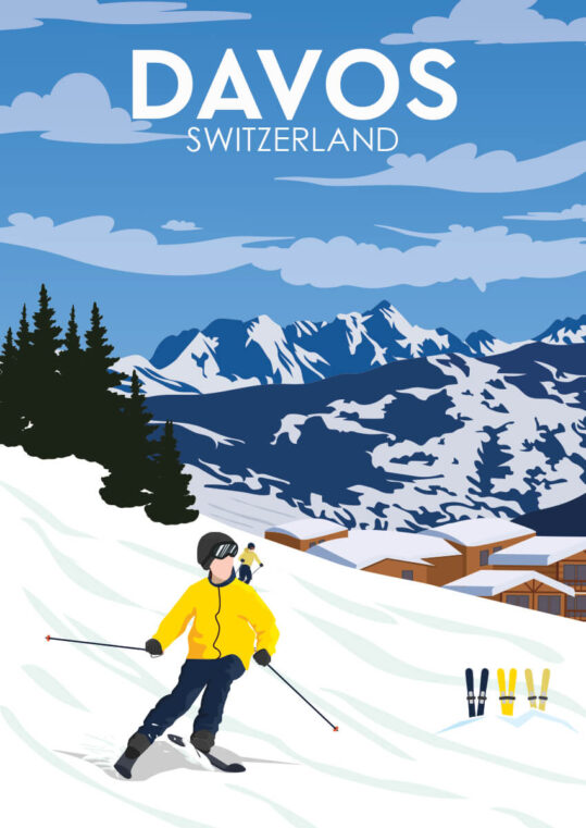 Poster Davos Schweiz Vintage Skiplakate Poster 1