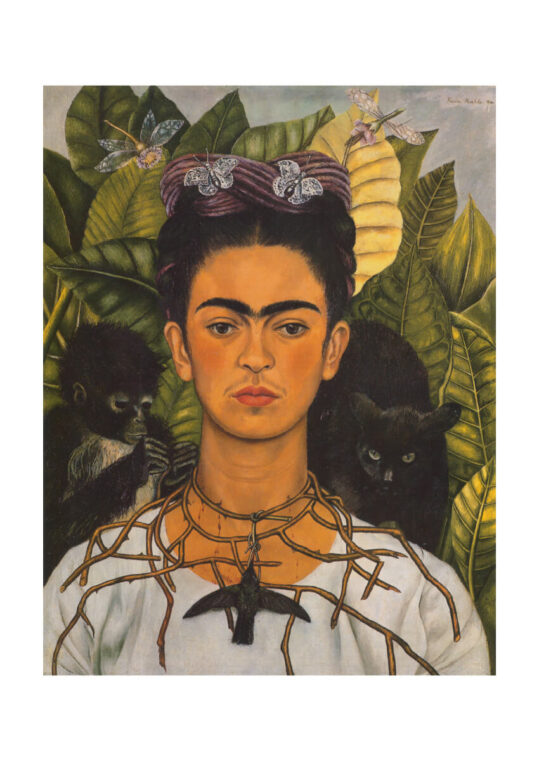 Poster Frida Kahlo Selfportrait Hummingbirds an Thornnecklace