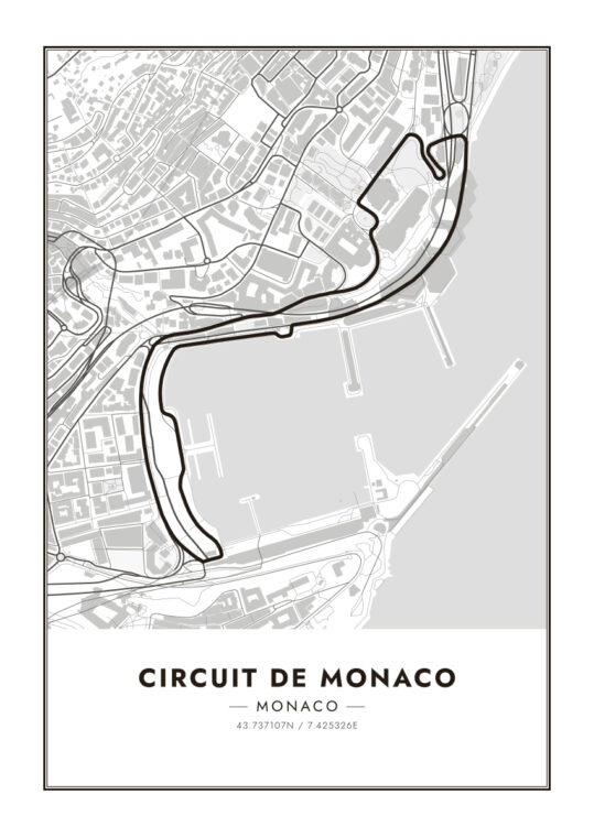 Poster Circuit de Monaco white Formula 1 Poster 1