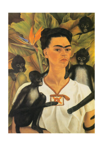 Poster Frida Kahlo Selbstportrait mit Affe Poster 1