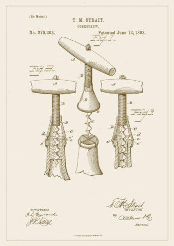 Poster Korkenzieher Patent Poster 1